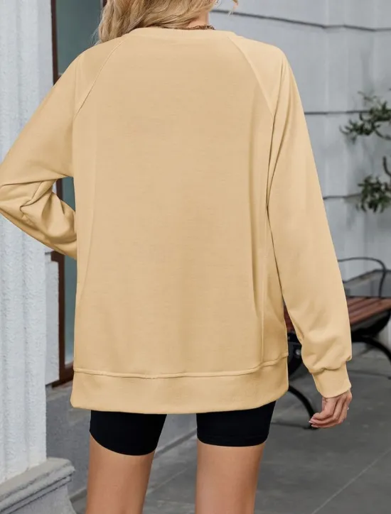 New Women's Blouse Solid Color Stylish Casual Long Sleeve Crew Neck Regular Tops Daily Pink Blue Khaki Gray Summer Spring Women Hoodies & Sweatshirts