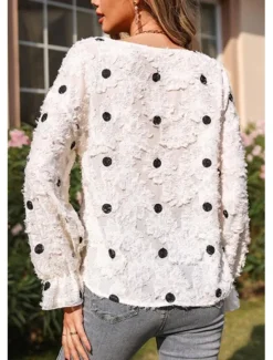 Clearance Women's Blouse Stylish Modern Ruffle Long Sleeve Regular Tops Crew Neck Work Daily Spring Fall Winter Women Lace Tops