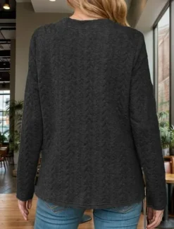 Outlet Women's Blouse Stylish Modern Long Sleeve Regular Tops V Neck Work Daily Black Light Grey Spring Fall Women Hoodies & Sweatshirts
