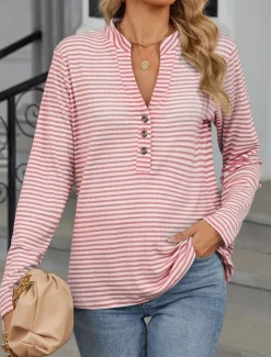 Online Women's Blouse Stylish Modern Long Sleeve V Neck Work Black Pink Green Dark Gray Spring Fall Winter Women Blouses & Shirts