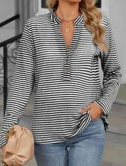 Online Women's Blouse Stylish Modern Long Sleeve V Neck Work Black Pink Green Dark Gray Spring Fall Winter Women Blouses & Shirts