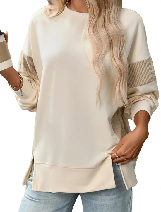 New Women's Blouse Vintage Tropical Daily Long Sleeve Regular Tops Work Daily Holiday Patchwork Zipper Gray blue Black Pink Apricot Spring Fall Winter Women Tank Tops & Camis