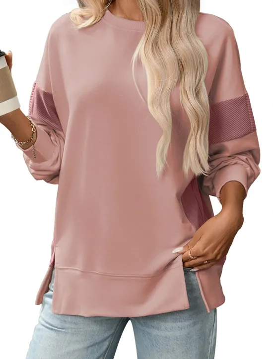 New Women's Blouse Vintage Tropical Daily Long Sleeve Regular Tops Work Daily Holiday Patchwork Zipper Gray blue Black Pink Apricot Spring Fall Winter Women Tank Tops & Camis