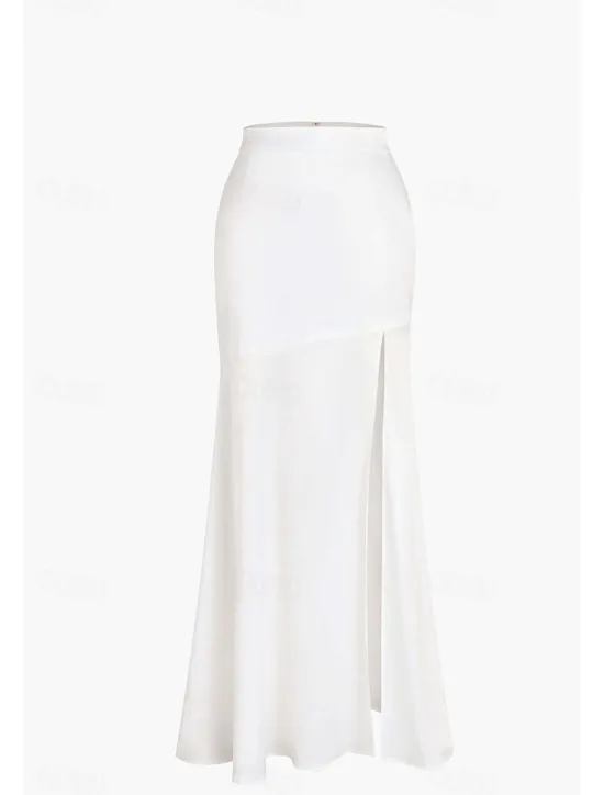 Outlet Women's Bodycon Trumpet / Mermaid Fashion Maxi High Waist Skirts Plain Split Ends Micro-elastic Party Birthday Party Summer Polyester Women Skirts