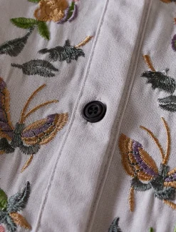 Discount Women's Boho Shirt Linen-Inspired Shirts Button Up Floral Flower Casual Long Sleeve Bishop Sleeve Square Neck Regular Tops Valentine's Day Work Daily Embroidered Spring, Fall, Winter, Summer Women Shirts|Boho Tops