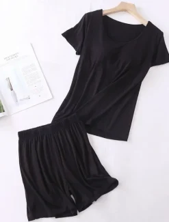 Hot Women's Bolero Top Daily Date Going out Daily Long Sleeve Crew Neck Black Summer Spring Home Outfits Women Pajama-Setter