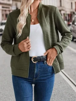 Outlet Women's Bomber Jacket Casual Jacket Comfortable Breathable Zipper Casual Plain Vacation Street Casual Daily Wear Zipper Short Stand Collar Regular Fit Long Sleeve Outerwear Black Orange Army Green Women Jackets