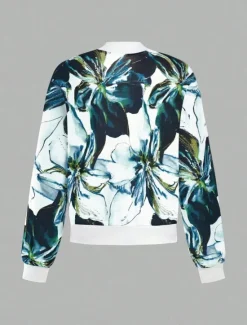 New Women's Bomber Jacket Casual Jacket Comfortable Breathable Zipper Print Casual Floral Vacation Street Casual Daily Wear Zipper Short Stand Collar Regular Fit Long Sleeve Outerwear Purple Green Summer Women Jackets