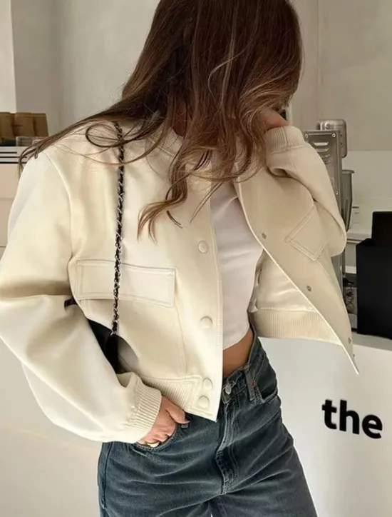 Discount Women's Bomber Jacket Outdoor Street Daily Wear Fall Winter Short Coat Regular Fit Thermal Warm Breathable Stylish Casual Jacket Long Sleeve Solid Color with Pockets Black Pink Khaki Women Jackets