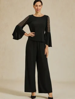 Women's Bootcut Elegant Classic & Timeless Sparkle Full Length High Waist High Elasticity Summer Spring Fall Women Pants