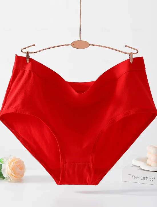 Sale Women's Boyshorts 1 PC Underwear Simple Classic Pure Color Cotton Mid Waist Plus Size Gender Neutral Light Blue Black Pink M L XL Home Outfits Women Lingerie