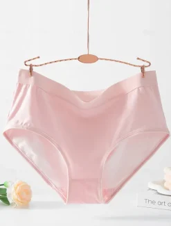 Sale Women's Boyshorts 1 PC Underwear Simple Classic Pure Color Cotton Mid Waist Plus Size Gender Neutral Light Blue Black Pink M L XL Home Outfits Women Lingerie