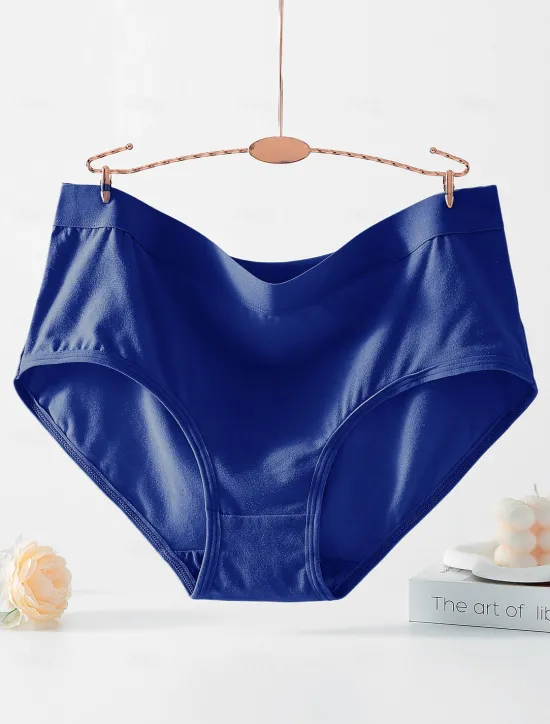 Sale Women's Boyshorts 1 PC Underwear Simple Classic Pure Color Cotton Mid Waist Plus Size Gender Neutral Light Blue Black Pink M L XL Home Outfits Women Lingerie