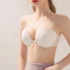 New Women's Bras & Bralettes Tube Bra Strapless Demi Cup Solid Color V Neck Stretchy Breathable Invisible Casual Daily Nylon White / 1 PC Home Outfits Women Lingerie