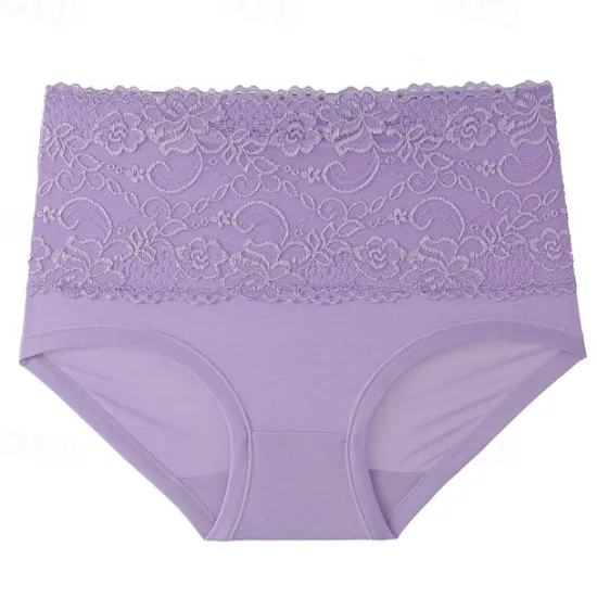 Clearance Women's Brief Underwear 1 PC Underwear Fashion Simple Sexy Lace Hole Flower High Waist Sexy Black Purple Pink M L XL Home Outfits Women Lingerie