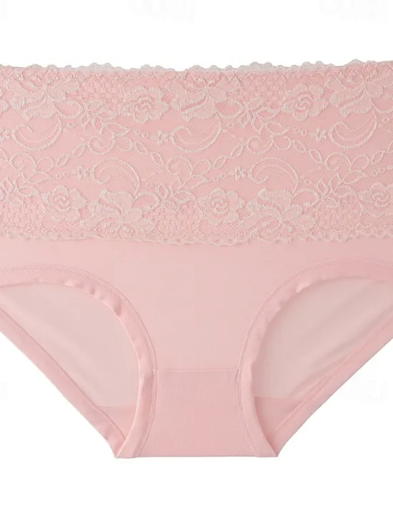 Online Women's Brief Underwear 1 PC Underwear Fashion Simple Sexy Lace Hole Flower High Waist Sexy Black Purple Pink M L XL Home Outfits Women Lingerie