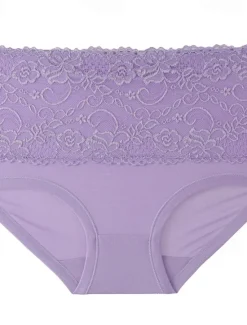 Online Women's Brief Underwear 1 PC Underwear Fashion Simple Sexy Lace Hole Flower High Waist Sexy Black Purple Pink M L XL Home Outfits Women Lingerie