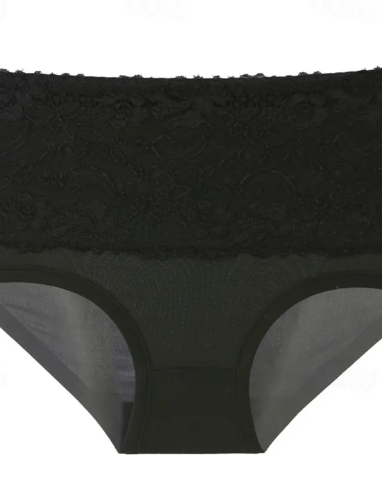 Online Women's Brief Underwear 1 PC Underwear Fashion Simple Sexy Lace Hole Flower High Waist Sexy Black Purple Pink M L XL Home Outfits Women Lingerie