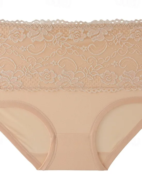 Online Women's Brief Underwear 1 PC Underwear Fashion Simple Sexy Lace Hole Flower High Waist Sexy Black Purple Pink M L XL Home Outfits Women Lingerie