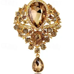Online Women's Brooches Pear Cut Solitaire Party Ladies Luxury Work Fashion Crystal Cubic Zirconia Rhinestone Brooch Jewelry Purple Blue Gold For Party Wedding Special Occasion Anniversary Birthday Gift Women Trendy Jewelry