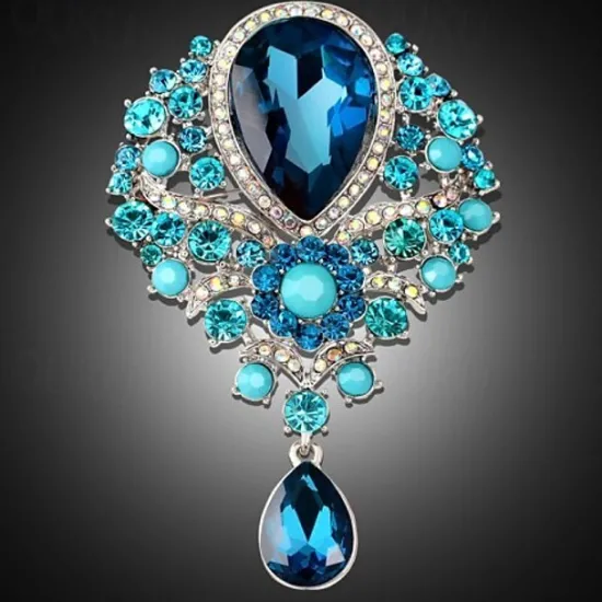 Online Women's Brooches Pear Cut Solitaire Party Ladies Luxury Work Fashion Crystal Cubic Zirconia Rhinestone Brooch Jewelry Purple Blue Gold For Party Wedding Special Occasion Anniversary Birthday Gift Women Trendy Jewelry