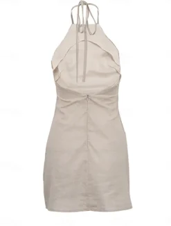 Discount Women's Summer Spring Mini Dress Cotton Linen Dresses Casual Dress Strap Dress Basic Modern Vacation Daily Weekend Loose Fit Plain Halter Neck Women Dresses
