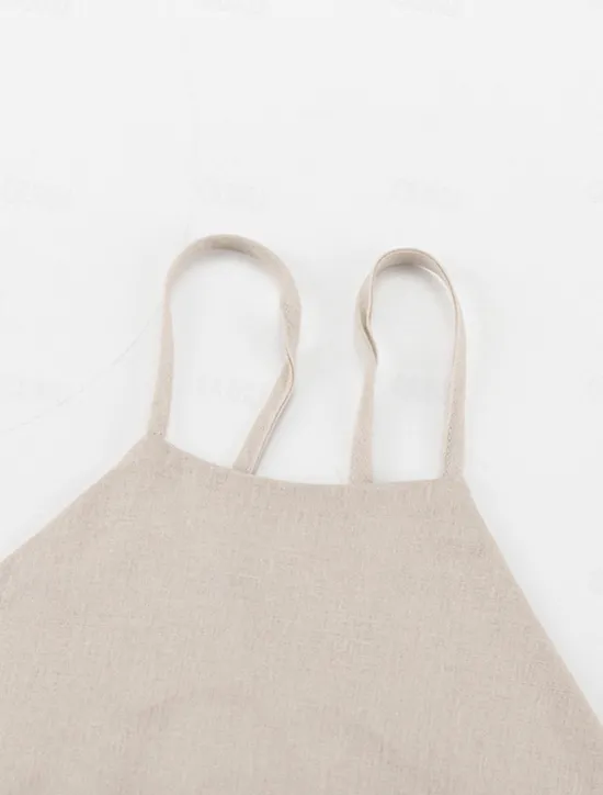 Discount Women's Summer Spring Mini Dress Cotton Linen Dresses Casual Dress Strap Dress Basic Modern Vacation Daily Weekend Loose Fit Plain Halter Neck Women Dresses