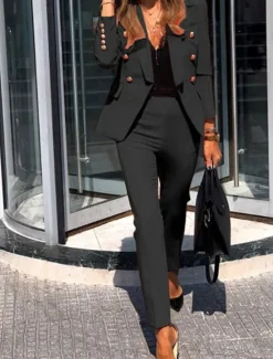 Clearance Women's Business Formal Blazer Suits Long Sleeve Shirt Collar Solid Color Office Business Casual Black Yellow Red Summer Regular Fit Women Blazers & Suits