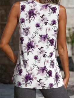Discount Women's Camisole Tank Top Floral Graphic Stylish Casual Sleeveless V Neck Regular Tops Daily Print Summer Women Tank Tops & Camis
