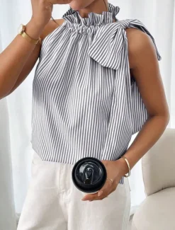 Online Women's Camisole Tank Top Striped Daily Casual Sleeveless Halter Neck Regular Tops Daily Print Black Sky Blue Purple Green Summer Women Tank Tops & Camis