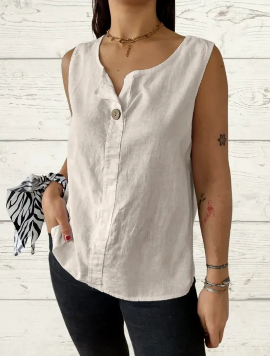 Outlet Women's Camisole Tank Top Solid Color Plain Basic Sleeveless V Neck Regular Tops Holiday Buttons White Army Green Red Beige Summer Spring Women Shirts|Tank Tops & Camis