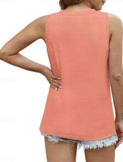 Online Women's Camisole Tank Top Solid Color Daily Casual Sleeveless Crew Neck Regular Tops Daily Black Pink Green Gray Summer Women Tank Tops & Camis