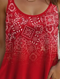 Best Women's Camisole Tank Top Ombre Graphic Geometric Vintage Stylish Sleeveless Scoop Neck Regular Tops Daily Holiday Print Red Blue Purple Green Summer Spring Women Tank Tops & Camis