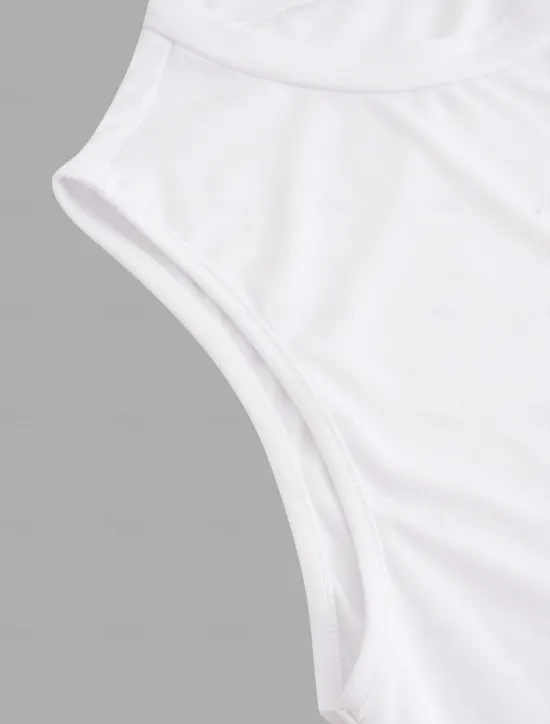 Women's Camisole Tank Top Sleeveless Round Neck White Asymmetrical Layered Elegant Draped Summer Spring Casual Workwear Regular Fit Versatile Top Clothing Apparel Women Tank Tops & Camis