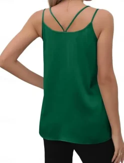 Clearance Women's Camisole Tank Top Solid Color Basic Casual Sleeveless V Neck Regular Tops Daily Black White Green Summer Women Tank Tops & Camis