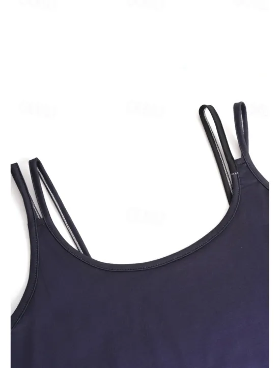 New Women's Camisole Tank Top Sleeveless Gradient Scoop Neck Blue Navy Relaxed Fit Summer Casual Fashion Versatile Clothing Apparel Women Tank Tops & Camis