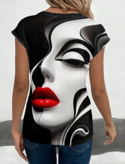 Hot Women's Camisole Tank Top Abstract Casual Short Sleeve V Neck Regular Tops Daily Print Summer Women Tank Tops & Camis