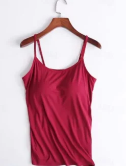 Online Women's Camisole Tank Top Solid Color Daily Casual Sleeveless Strap Regular Tops Daily Black White Pink Purple Fuchsia Summer Women Tank Tops & Camis