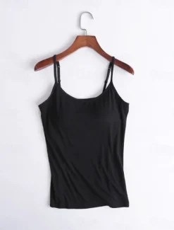 Online Women's Camisole Tank Top Solid Color Daily Casual Sleeveless Strap Regular Tops Daily Black White Pink Purple Fuchsia Summer Women Tank Tops & Camis