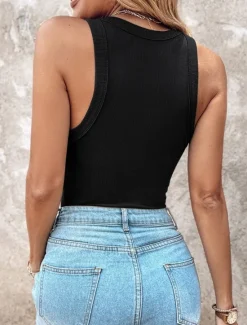 New Women's Camisole Tank Top Solid Color Daily Casual Sleeveless Crew Neck Regular Tops Daily Black White Yellow Pink Red Summer Spring Women Tank Tops & Camis