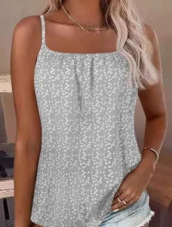 Hot Women's Camisole Tank Top Floral Daily Casual Sleeveless Strap Regular Tops Daily Print Pink Sky Blue Gray Summer Women Tank Tops & Camis