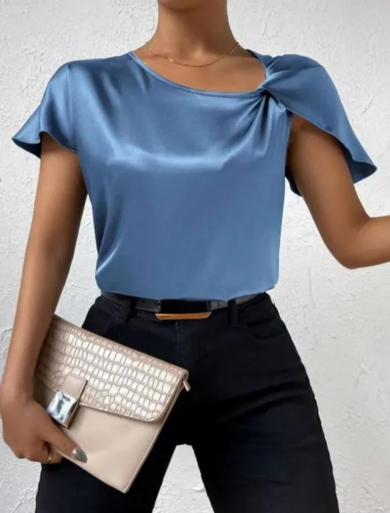 Best Women's Camisole Tank Top Solid Color Elegant Stylish Short Sleeve V Neck Regular Tops Wedding Guest Work Black Pink Navy Blue Green Khaki Summer Spring Women Tank Tops & Camis