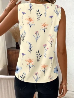Discount Women's Camisole Tank Top Floral Graphic Vintage Tropical Stylish Sleeveless V Neck Regular Tops Daily Print Summer Spring Women Tank Tops & Camis