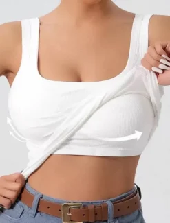 Women's Camisole Tank Top Solid Color Daily Stylish Casual Sleeveless Scoop Neck Regular Tops Daily Black White Pink Army Green Blue Summer Women Tank Tops & Camis