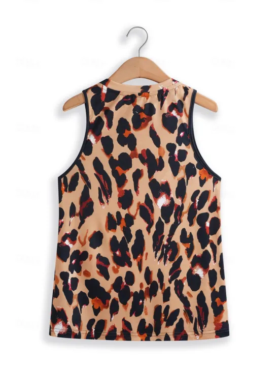 Women's Camisole Tank Top Vest Fashion Streetwear Print Sleeveless Regular Tops Crew Neck Casual Pink Brown Green Khaki Summer Women Tank Tops & Camis