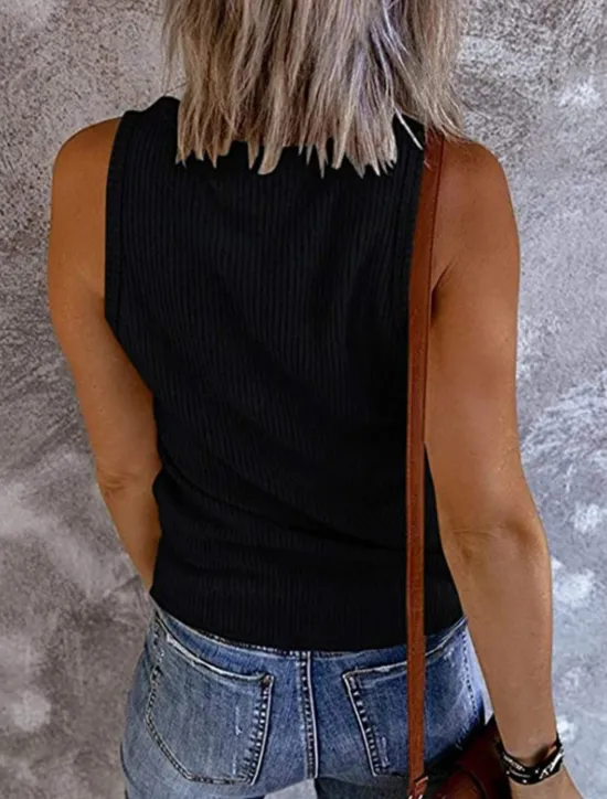 Online Women's Camisole Tank Top Solid Color Stylish Casual Sleeveless V Neck Regular Tops Daily Buttons Black White Pink Summer Women Tank Tops & Camis