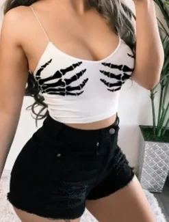 Discount Women's Camisole Tank Top Camisole Crop Top Fashion Bull Print Sleeveless Sleeveless Crop Tops U Neck Party Casual Black White Pink Wine Summer Women Tank Tops & Camis
