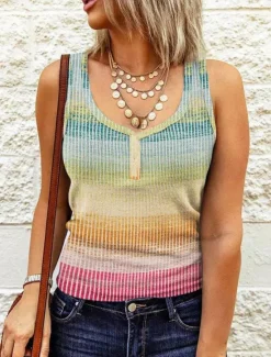 Women's Camisole Tank Top Vest Stylish Casual Print Sleeveless Regular Tops V Neck Daily Going out Summer Women Tank Tops & Camis