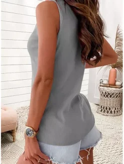 Hot Women's Camisole Tank Top Plain Basic Sleeveless U Neck Regular Tops Casual Black White Pink Blue Khaki Women Tank Tops & Camis