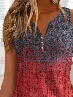 Hot Women's Camisole Tank Top Active Casual Ombre Print Sleeveless Regular Tops V Neck Casual Daily Black Wine Red Summer Women Tank Tops & Camis